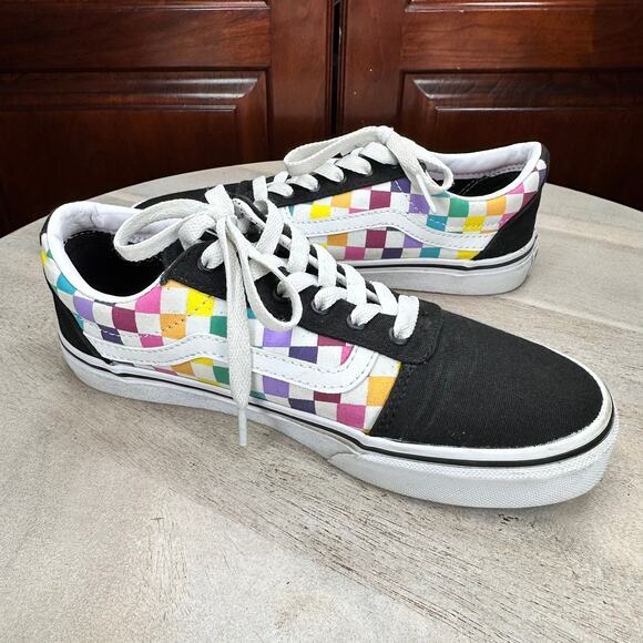 Vans Old Skool Checkerboard Kids Shoes Size 3.5 Black Multicolor Low 500714 - Picture 8 of 12
